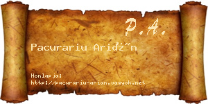 Pacurariu Arián névjegykártya